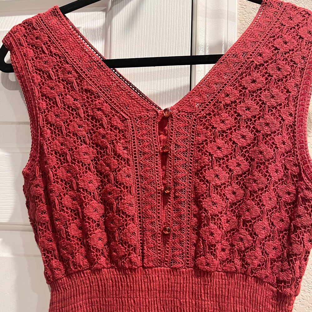 Burnt orange Lace Sleeveless Dress